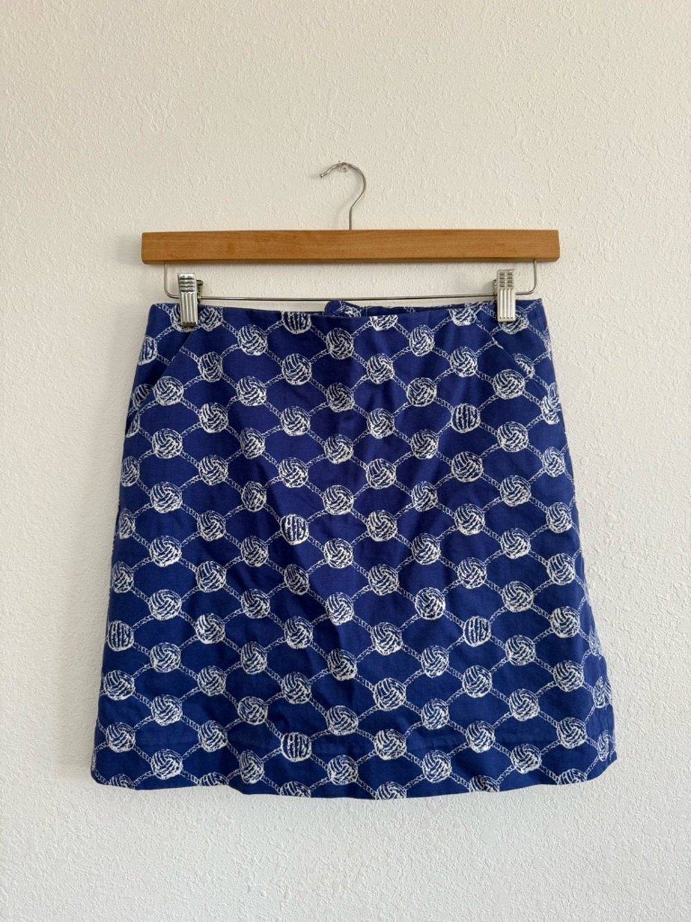 Lilly Pulitzer Nautical Knot Print A-Line Short Skirt Blue and White Preppy